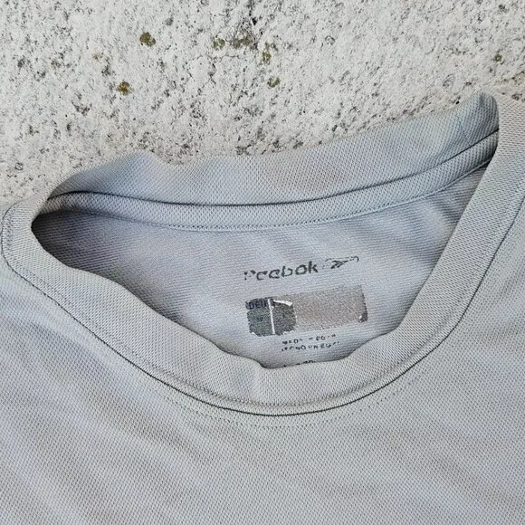 Reebok Men Tee Gray Polyester Sport Athletic T Shirt Size M - Picture 5 of 10
